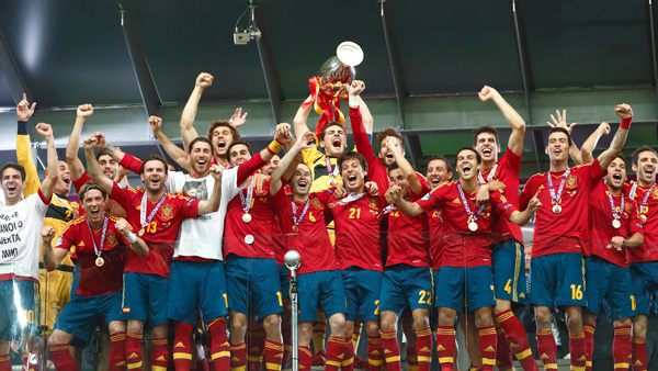 Celebración de los jugadores de la selección en la Eurocopa 2012 Polonia y Ucrania