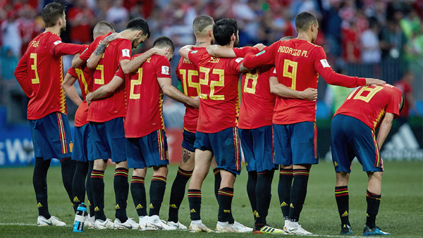 Jugadores de la selección española en un partido del Mundial 2018 Rusia